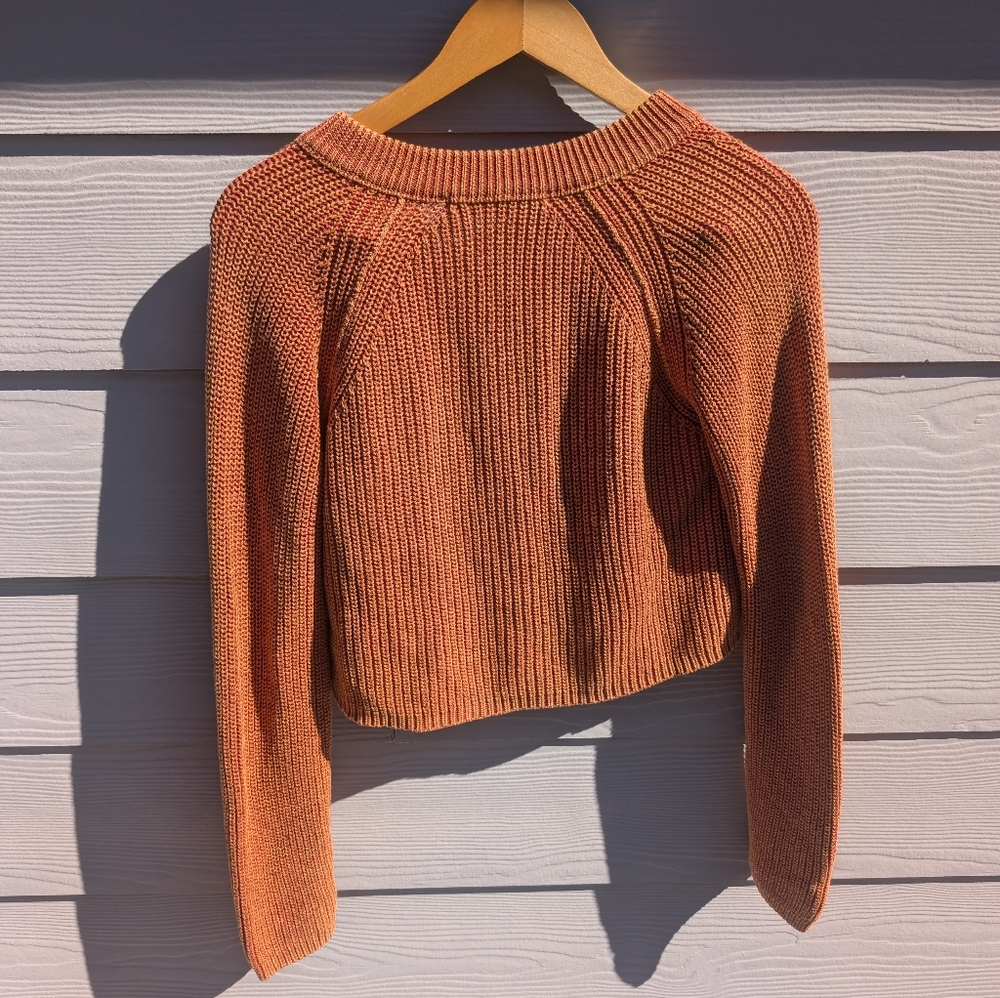 Altar'd State Cardigan NWT Size S Orange Brown Buttons Knit Cropped - Picture 5 of 5